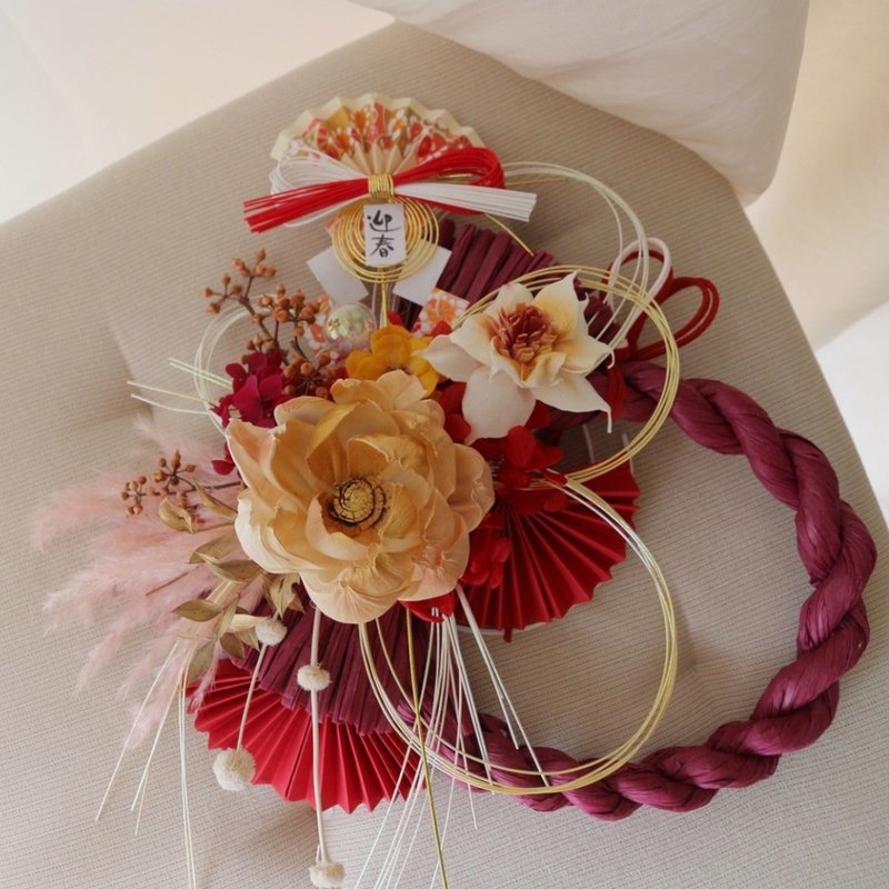 Japanese New Year wreath with rope celebration New Year gift New Year gift Japanese New Year - Dried Flowers & Bouquets - Plants & Flowers Red