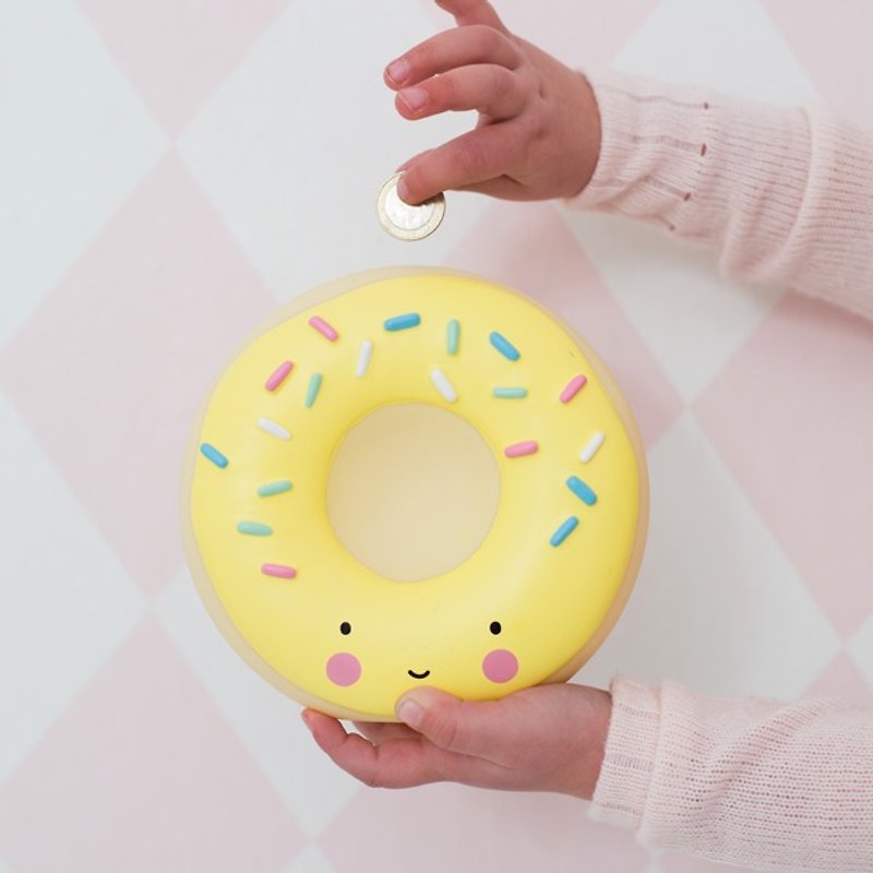 【絕版特賣】荷蘭 a Little Lovely Company – 粉黃甜甜圈存錢筒 - 存錢筒 - 塑膠 黃色