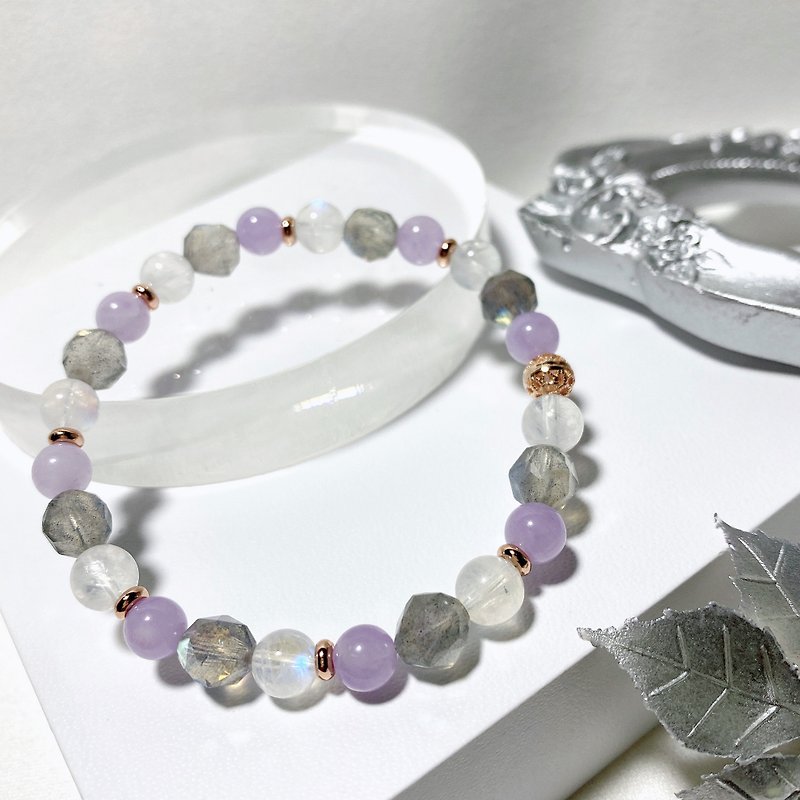 Lavender Amethyst Labradorite Stone Bracelet - Bracelets - Crystal Gray