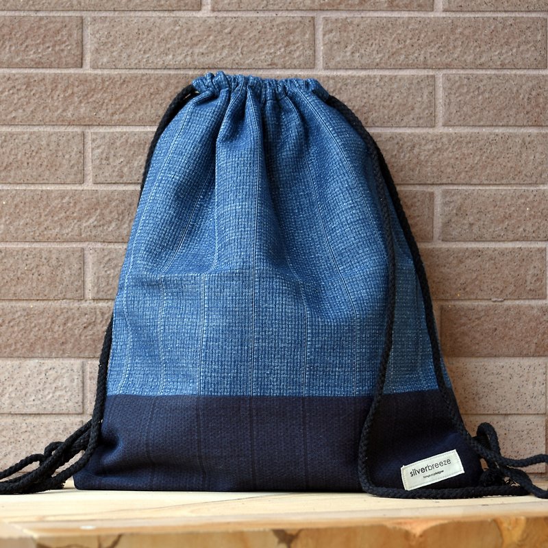 Silverbreeze~束口後背包~ (B161) - 水桶袋/索繩袋 - 棉．麻 藍色