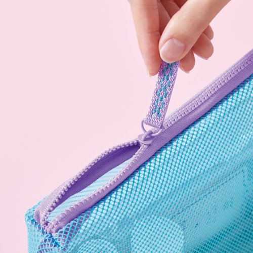 KING JIM】FLATTY SHEER Multifunctional Mesh Zipper Bag L