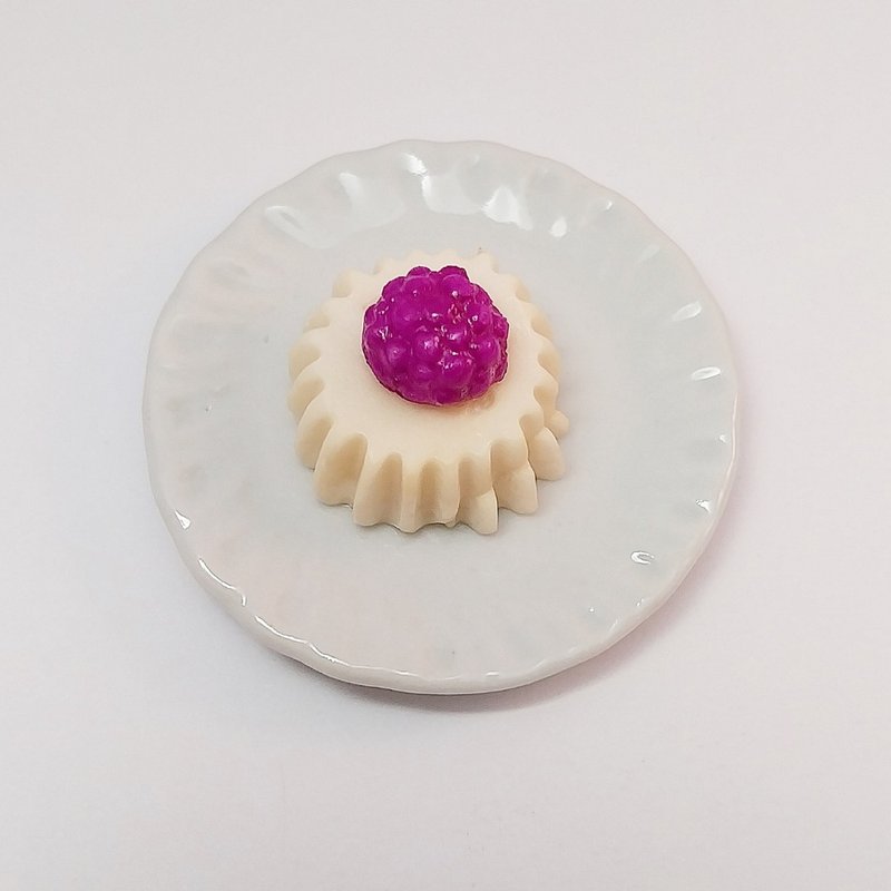 Blueberry Pudding Food Miniature Dollhouse collectible decorate - 擺飾/家飾品 - 黏土 黃色