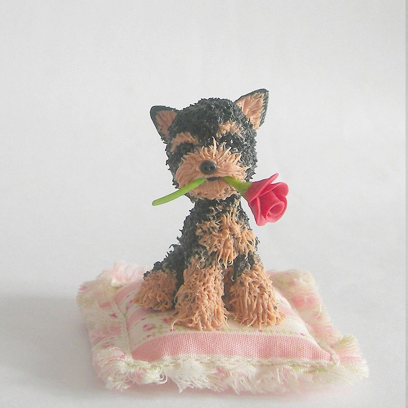 Little Yorkshire Bite Flowers - It's Good to Have You (No Pedestal) - Stuffed Dolls & Figurines - Clay 