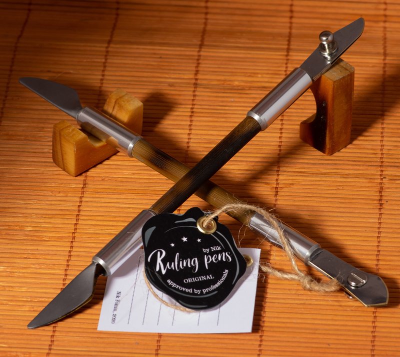Hand made DOUBLE pen (ruling+folded) for expressive  calligraphy - 沾水筆 - 其他金屬 銀色
