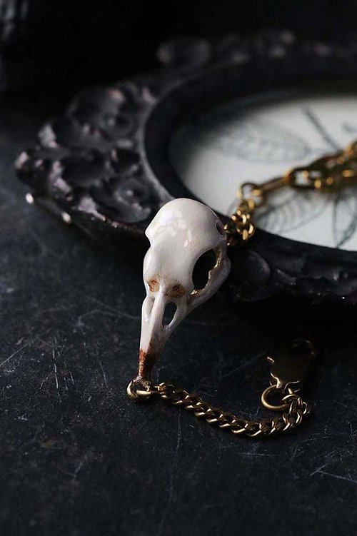 defy Raven bird skull charm bracelet - Painted Version by Defy