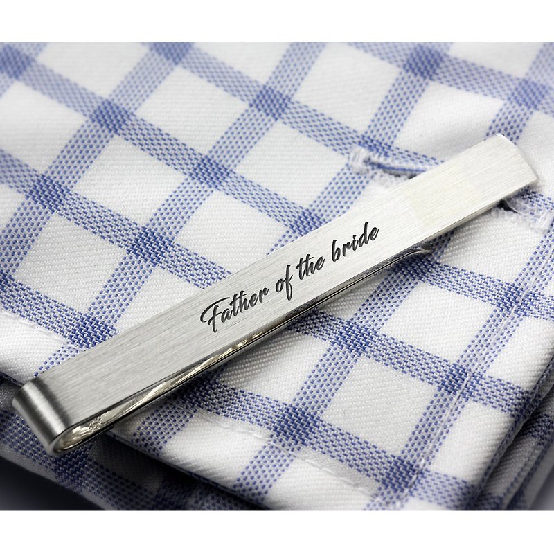 Father of the bride Tie Clip - Personalized Tie Clip 925 silver - Wedding gift - 領帶/領帶夾 - 純銀 銀色