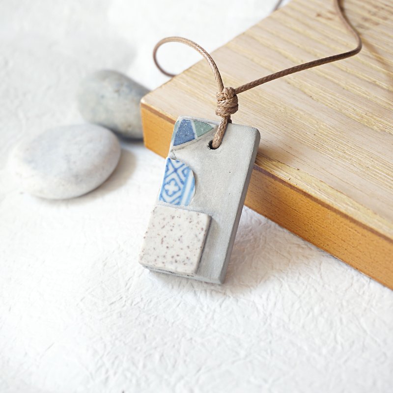 Cement necklace (aroma diffuser) - UPCYCLING, Eco - สร้อยคอ - ปูน สีเงิน