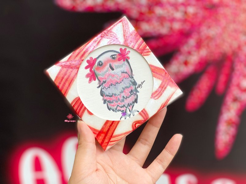 【預購】【禮物首選】貓頭鷹 Ice Creamie 硅藻土杯墊 - 杯墊 - 其他材質 粉紅色
