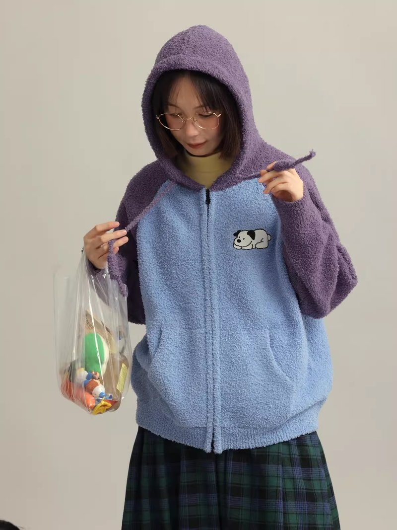 odd maker6063 soft waxy terry hooded cardigan sweater short jacket - เสื้อผู้หญิง - ไฟเบอร์อื่นๆ 