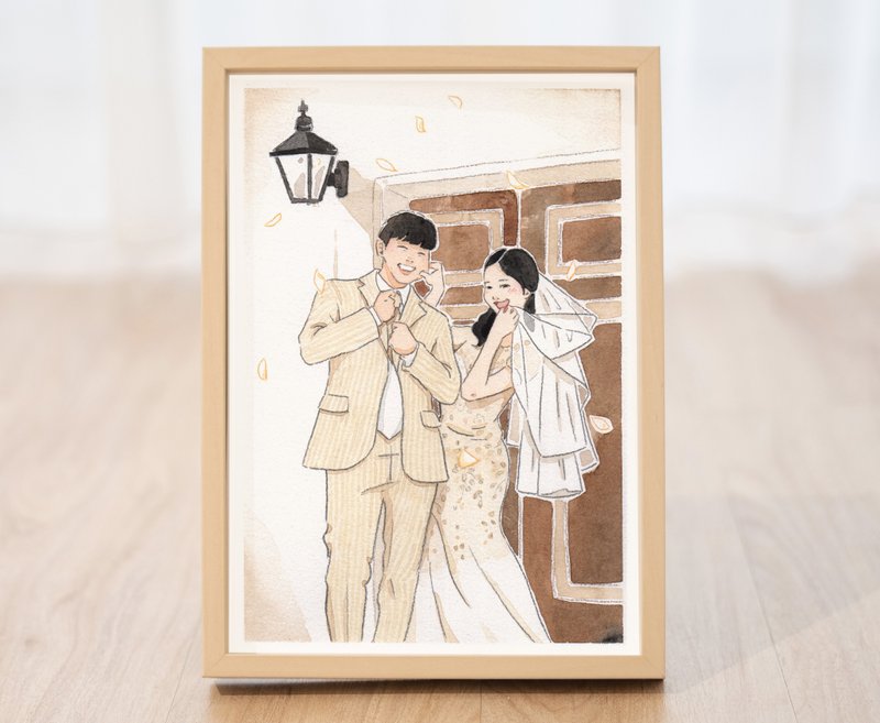 【 結婚禮物 】客製情侶插圖 | 七夕情人節 | 婚禮插畫小物 - 似顏繪/客製畫 - 紙 