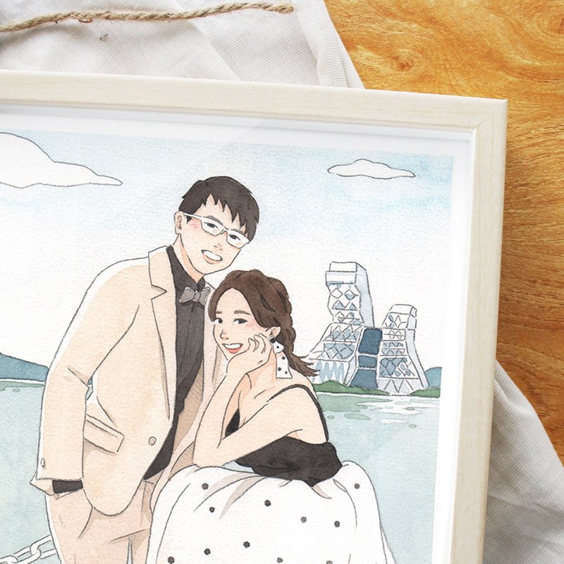 【 結婚禮物 】客製情侶插圖 | 七夕情人節 | 婚禮插畫小物 - 似顏繪/客製畫 - 紙 