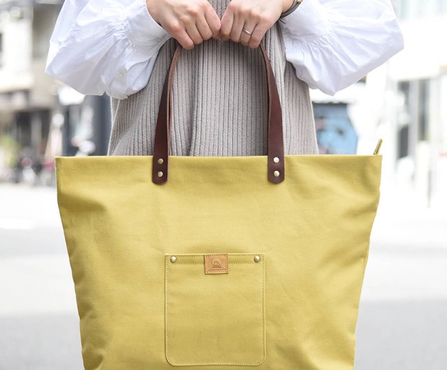 Canvas Tochigi Leather Tote Bag 2.0 Large Capacity Tochigi Leather Canvas Tote  bag JAB010 - Shop Leather Goods Shop Hallelujah Handbags & Totes - Pinkoi