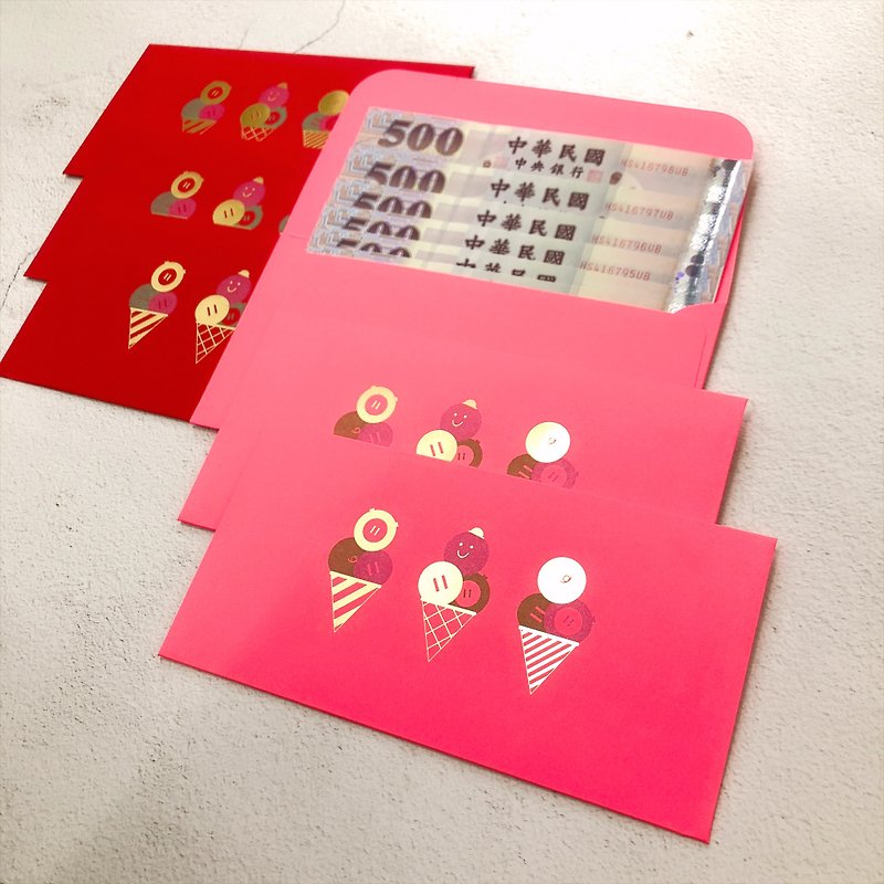 [Strawberry Matcha Ice Cream Red Bag] Letterpress Printing Paper Super Thick Heart Overweight - ถุงอั่งเปา/ตุ้ยเลี้ยง - กระดาษ สีแดง
