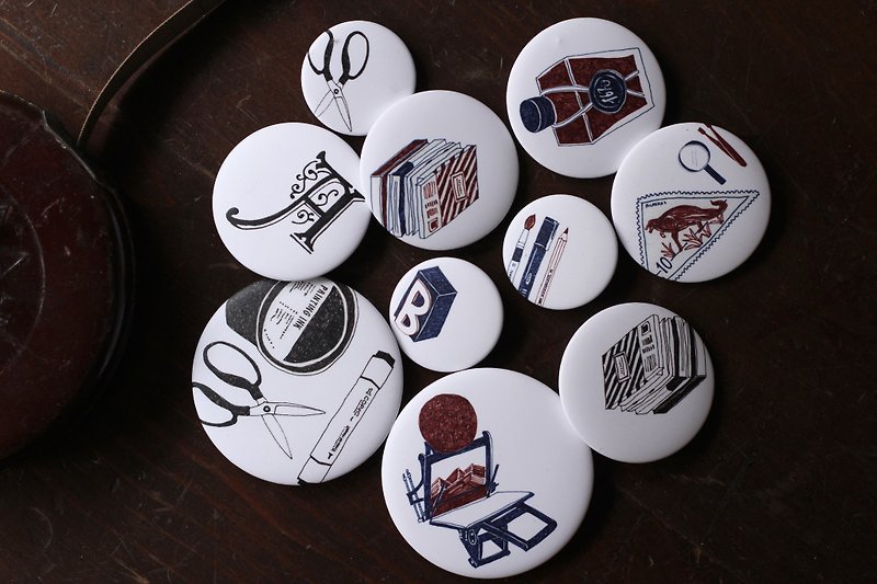 Paper stationery set◈ pin badge - Badges & Pins - Paper White