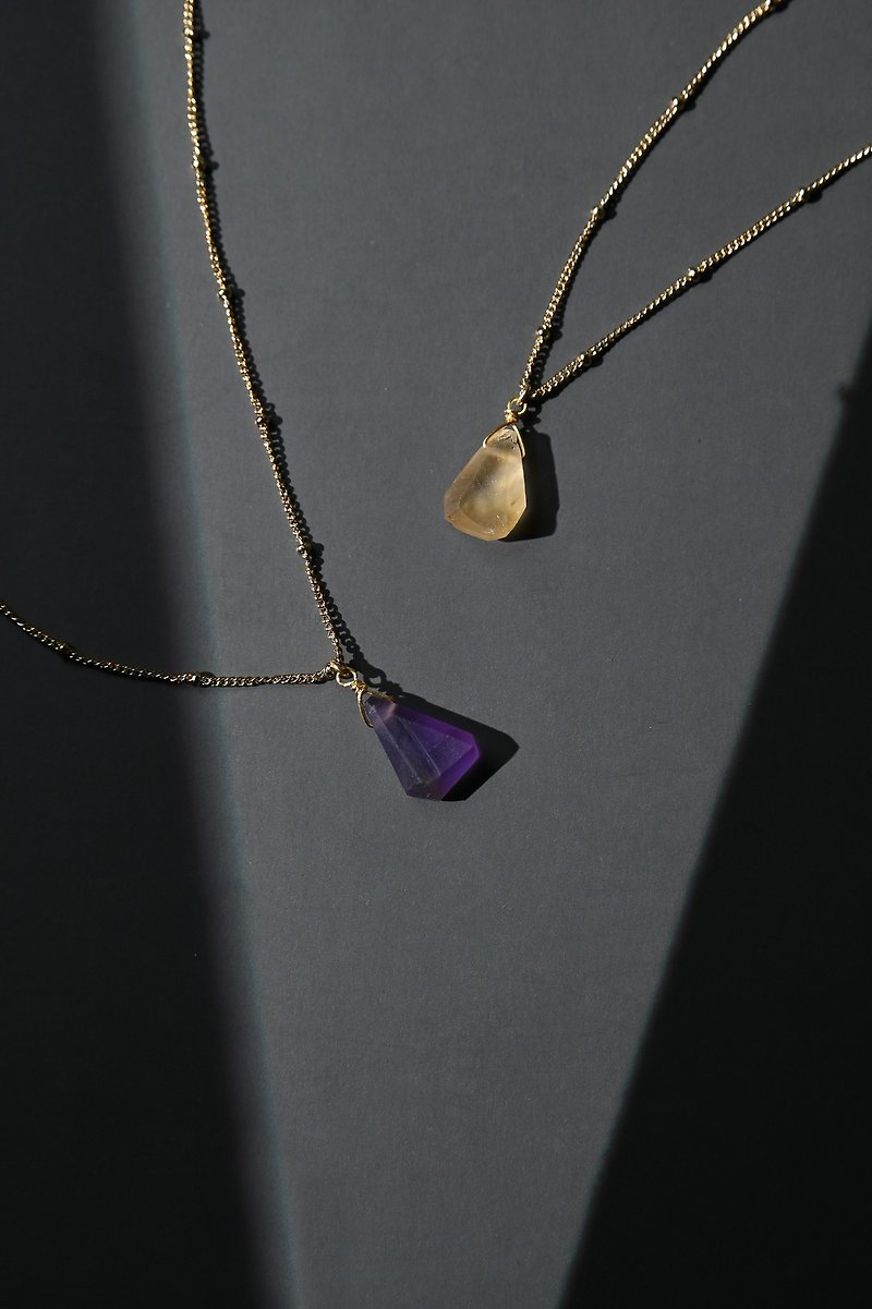 霧面純銀項鍊 / 紫水晶 / 吊墜 /  JIEGEM 姊的珠寶 - 項鍊 - 寶石 紫色