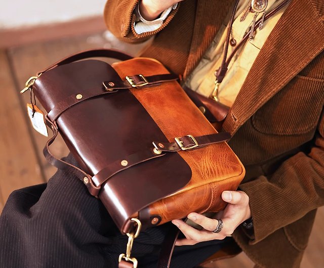Leather Handbags - travel Big Bag made in Italy Amerigo