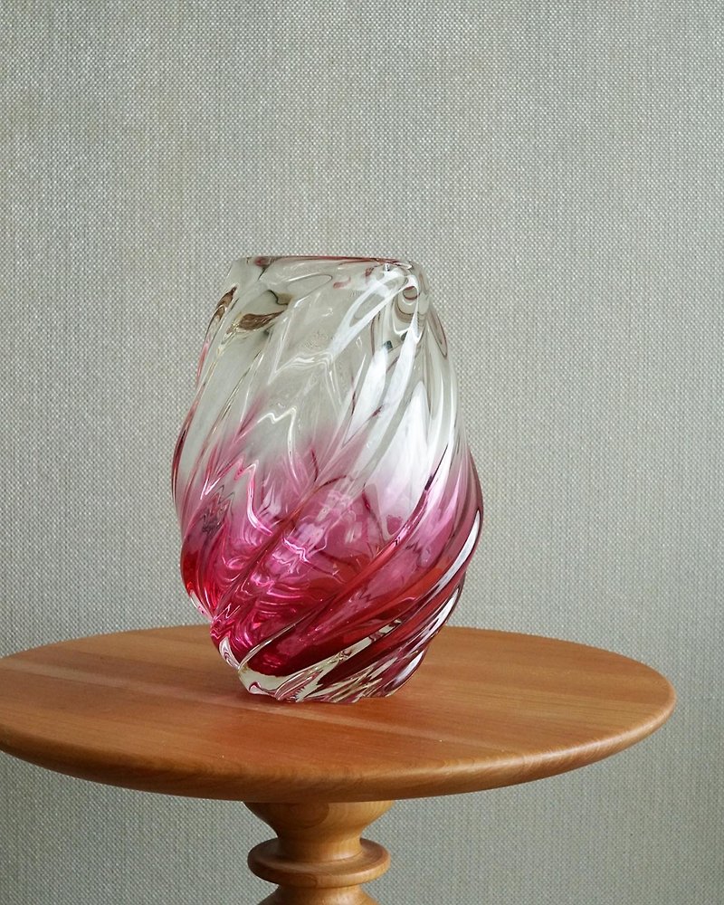 日本70年代 昭和 漸層手工 老花器 - 花瓶/陶器 - 玻璃 透明