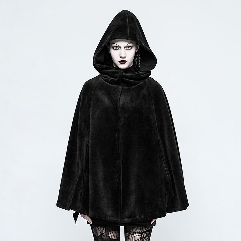 Pagan witch hooded reversible fleece cloak / thick and warm - Women's Casual & Functional Jackets - Other Materials Black