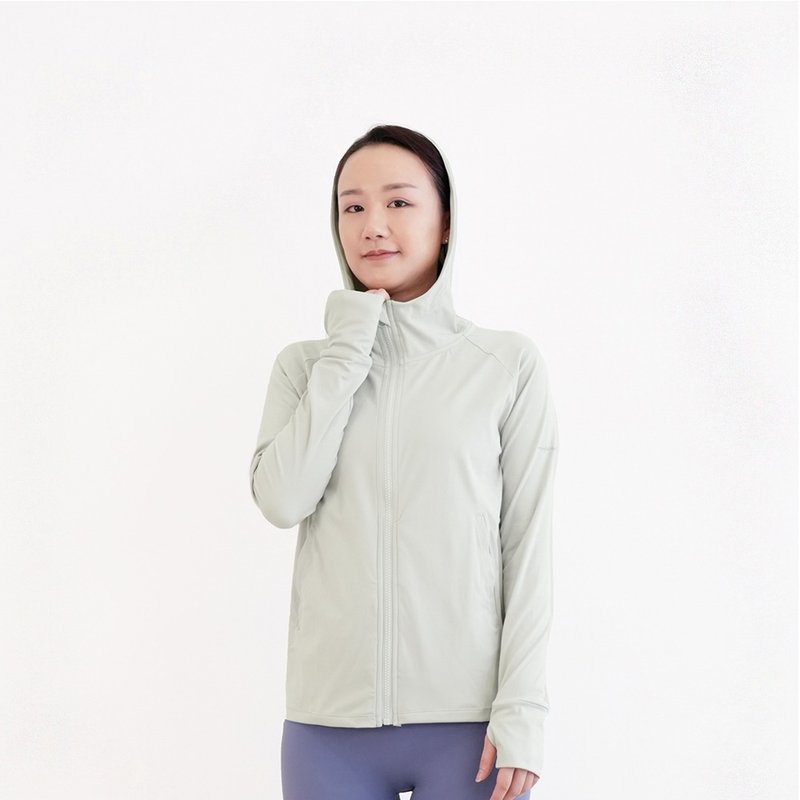 【Mukasa】DURABLE 連帽休閒柔膚外套 - 碧波仙子 - MUK-23047 - 瑜珈服/瑜珈褲 - 其他材質 綠色