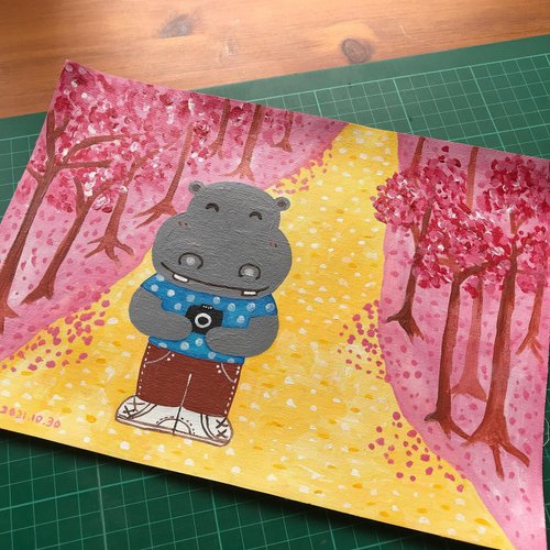 kami 創作森林 原畫 ∣ 河馬賞櫻花