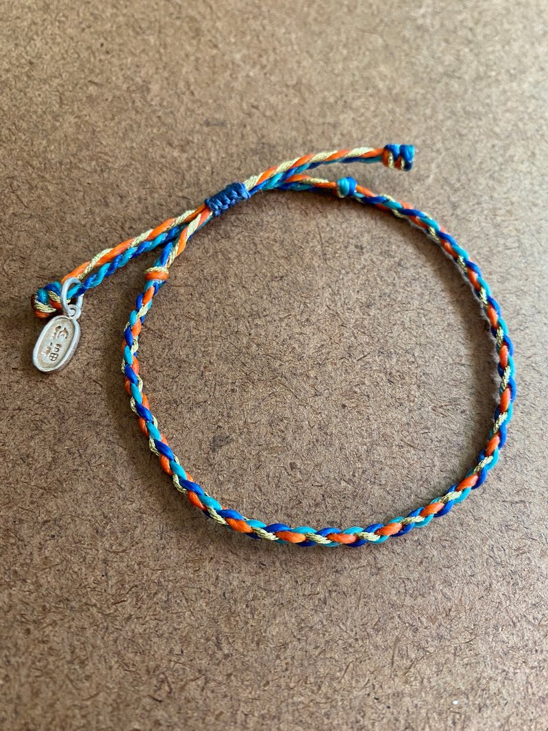 招財納福 蠶絲蠟線手工編織手鍊 - 手鍊/手環 - 純銀 綠色