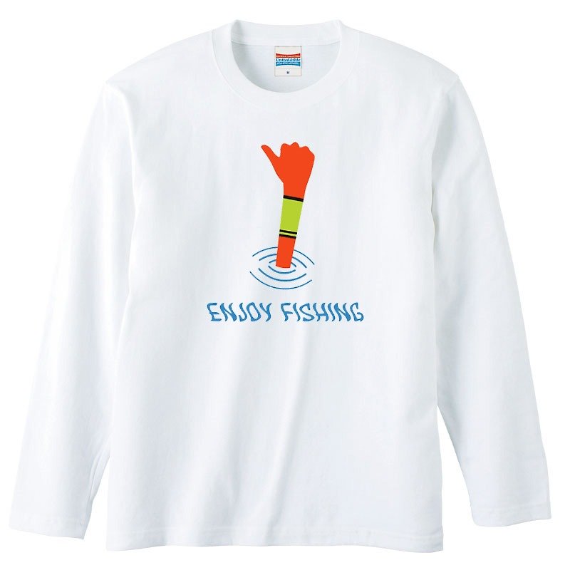 Long sleeve T-shirt / Enjoy fishing - เสื้อยืดผู้ชาย - ผ้าฝ้าย/ผ้าลินิน ขาว