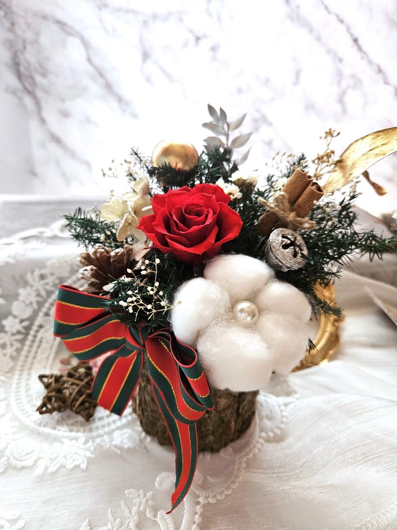 聖誕節永生玫瑰桌花 盆花 耶誕節 - 乾花/永生花 - 植物．花 多色