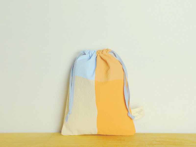 金箍包 手印束口包 / #17 防水漆橘藍 - 化妝袋/收納袋 - 棉．麻 藍色