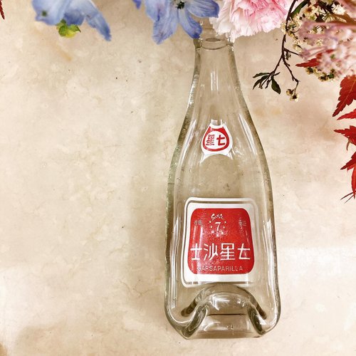 Flat Wine Bottle Art 瓶瓶禮 早期老物復古絕版品 七星沙士汽水瓶 盛盤