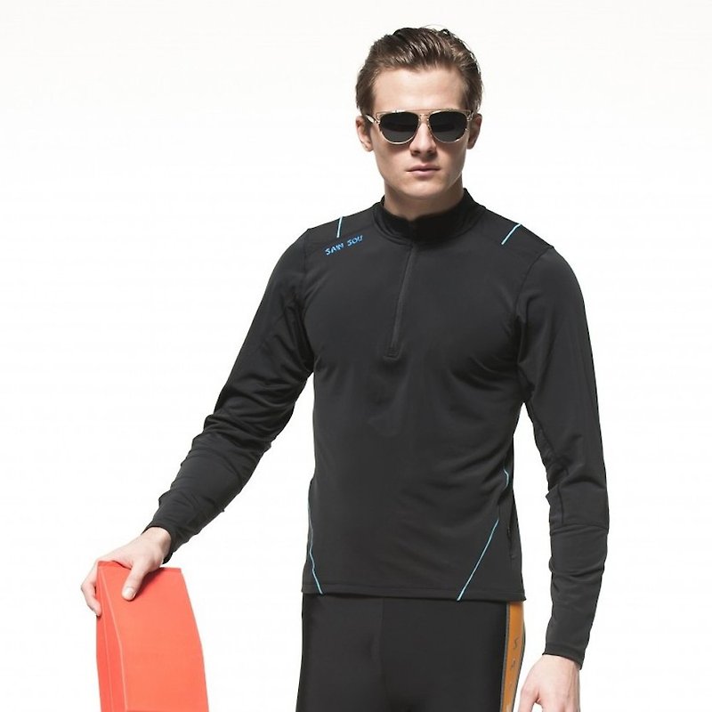 MIT 半身防曬泳裝 (水母衣) 中性款 - 男裝泳褲 - 聚酯纖維 黑色