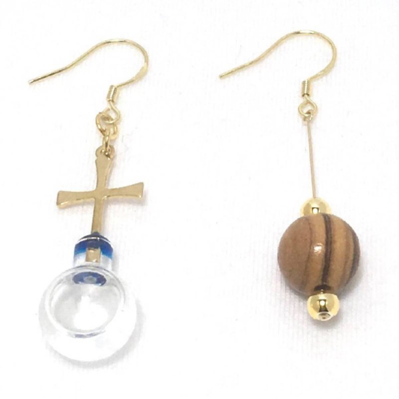 Israel Bottle Ann Series 24K Gold Handmade Cross Earrings Jordan River Holy Water 8210060 - Earrings & Clip-ons - Glass Transparent
