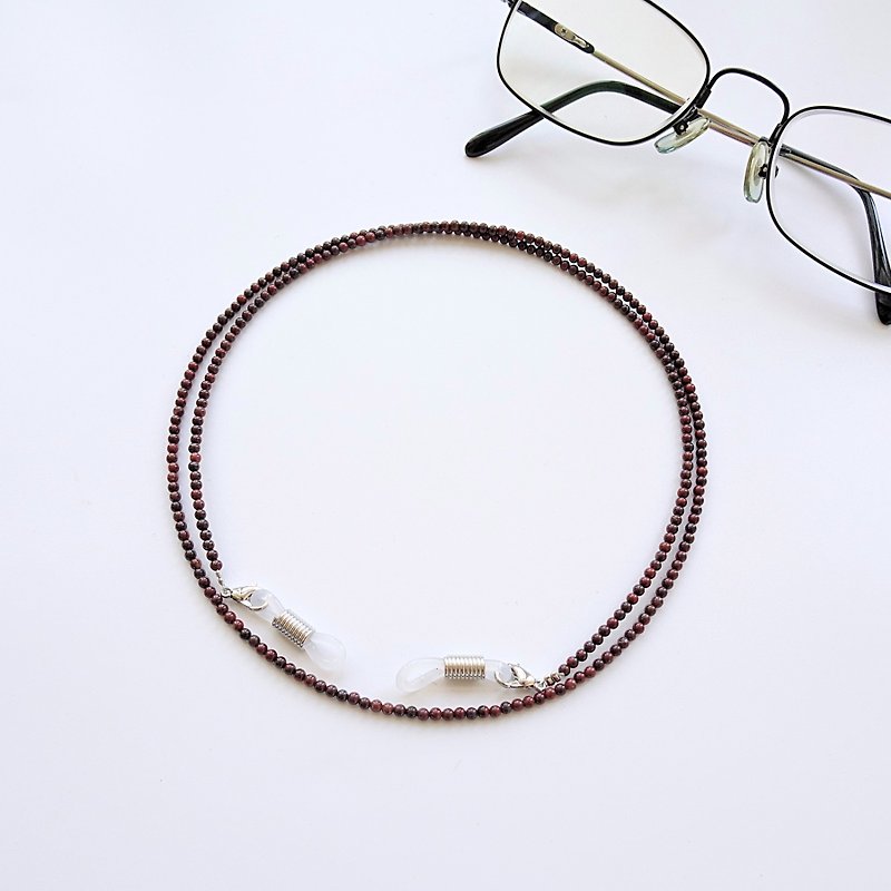 Poppy Jasper Beaded Eyeglasses Holder Chain - Gift for Mom & Dad - สร้อยคอ - เครื่องประดับพลอย สีแดง