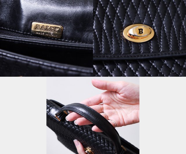 Vintage hot Bally Quilted Black Leather Handbag.