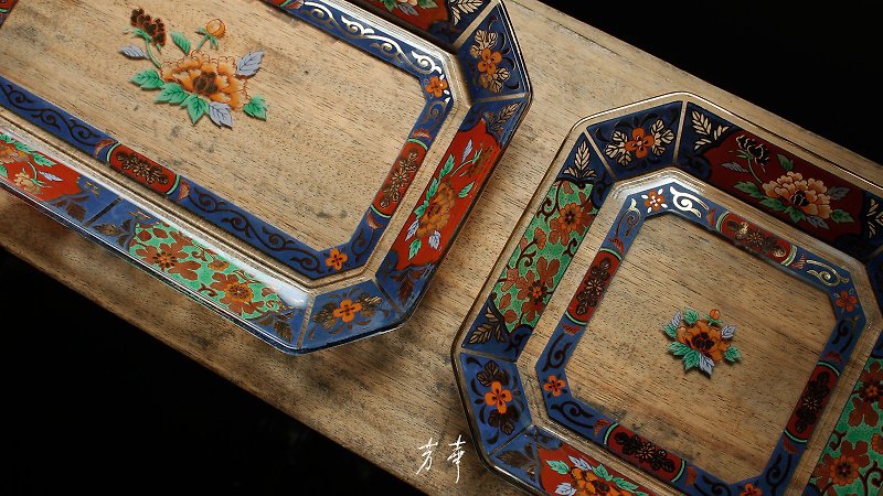 Stained glass octagonal plate/rectangular plate made in Japan - จานและถาด - แก้ว 