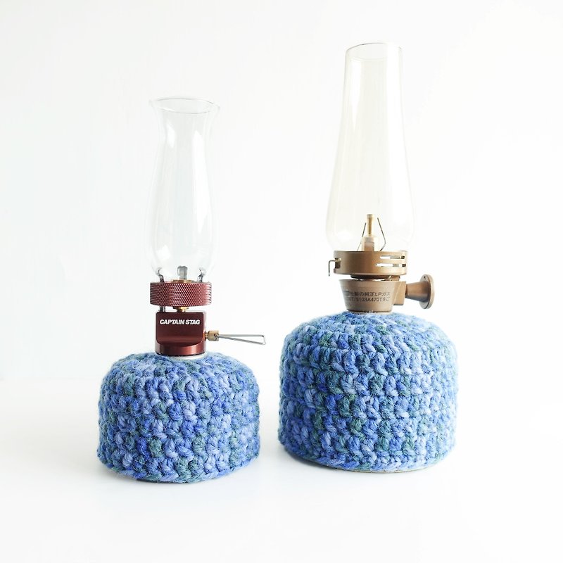 Crochet Camping Gas Canister Cover Warmer size 110 230 Blue Green - Camping Gear & Picnic Sets - Other Man-Made Fibers Blue