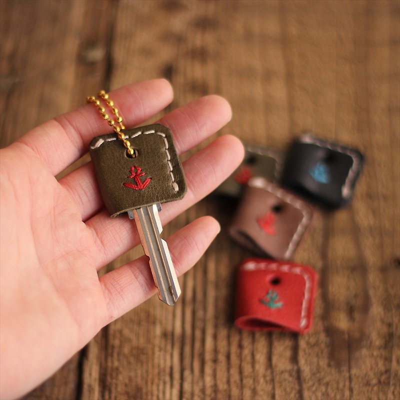 【日本製】皮革鑰匙套 皮套 ac-8  (顏色可自選) - 鑰匙圈/鑰匙包 - 真皮 橘色