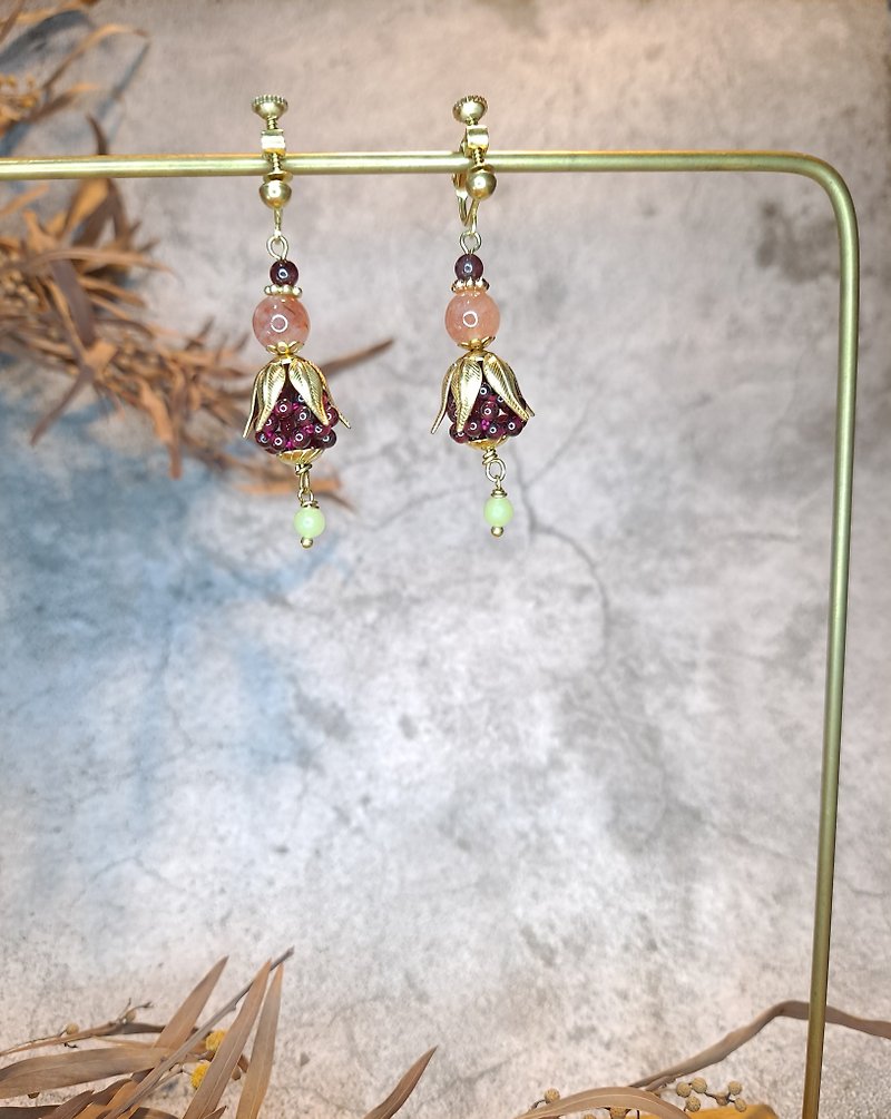 Cold Dew Crimson Purple-Zero Three - Earrings & Clip-ons - Gemstone Multicolor