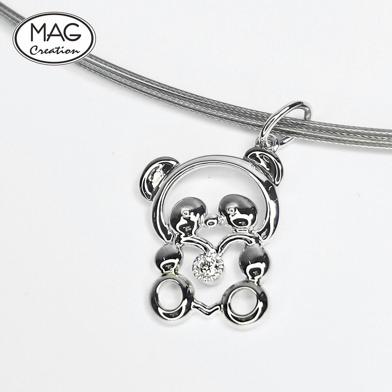 Sweetheart Pendant | Cute panda-shaped pendant comes with wire collar - Necklaces - Precious Metals 