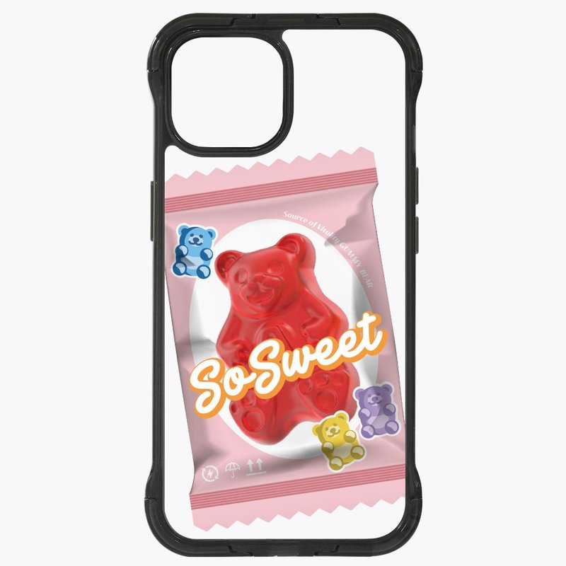 Gummy Bear Strawberry Flavor Stand Case Magnetic Transparent Black iPhone 16 15 Pro Max - เคส/ซองมือถือ - วัสดุอื่นๆ สีใส