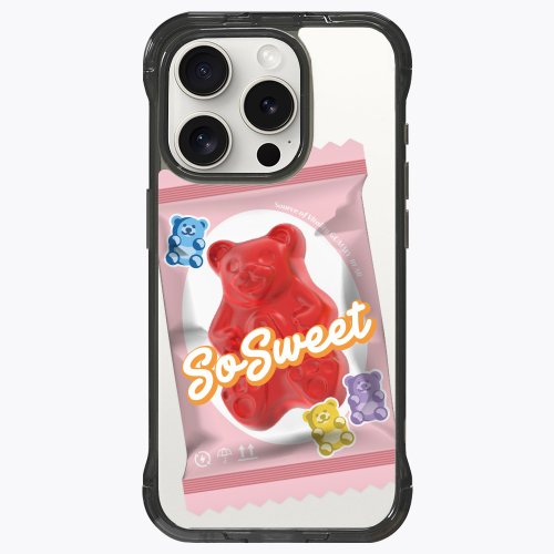 LANI's 風格防摔手機殼 小熊軟糖 草莓口味 支架殼 磁吸透黑 iPhone 16 15 Pro Max