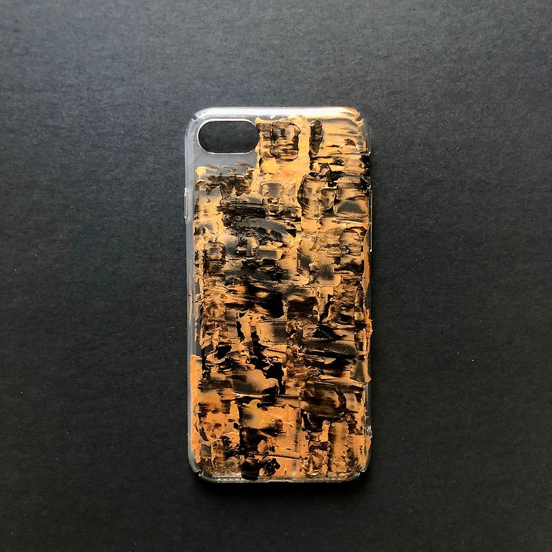 壓克力 手機殼/手機套 金色 - Acrylic 手繪抽象藝術手機殼 | iPhone 7/8 |  Black & Gold