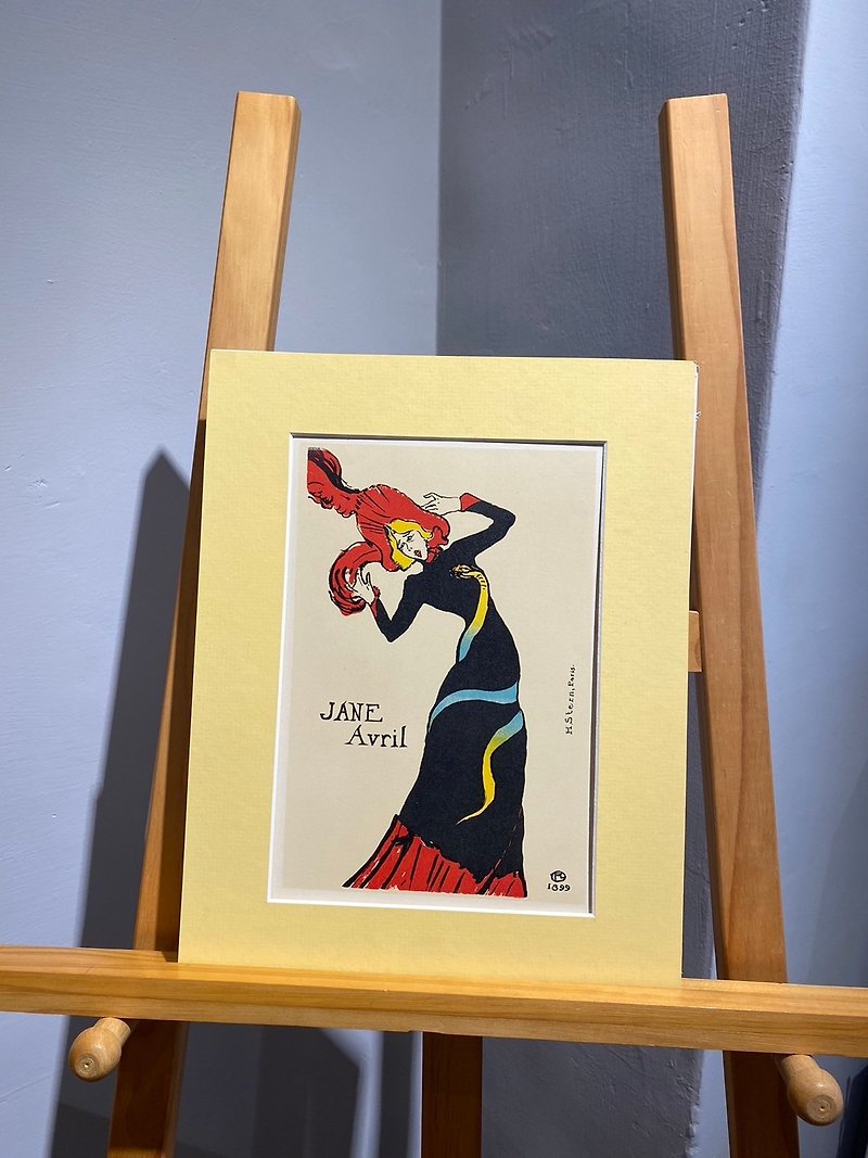 法國藝術家Toulouse Lautrec-珍艾薇兒 - 版畫1950s 再版 - 海報/掛畫/掛布 - 紙 紅色