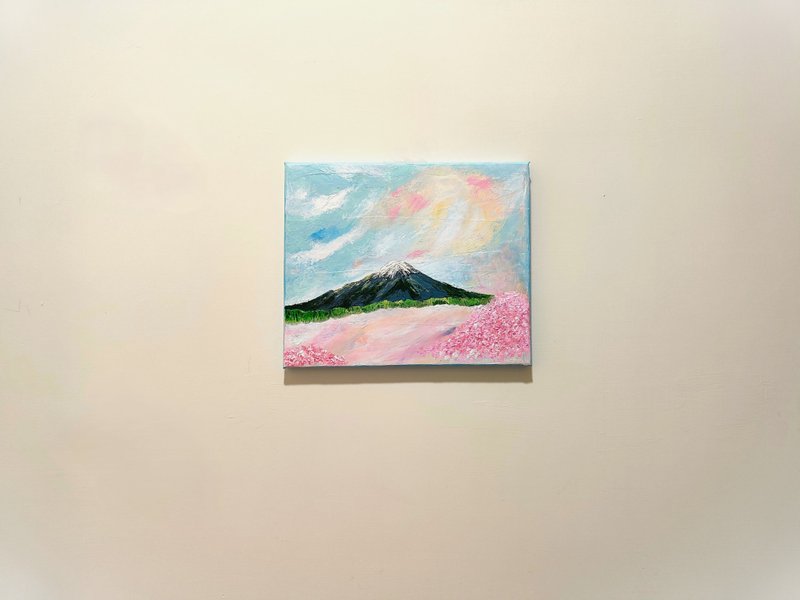 【富士山  櫻花】無框畫/掛畫/壓克力畫/風景/原畫/擺飾/聖誕禮物 - 擺飾/家飾品 - 棉．麻 