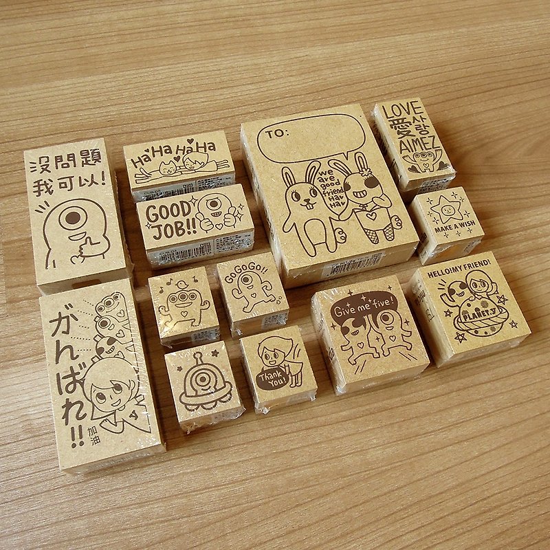 y planet _ wood stamp a full set of 13 models - Stamps & Stamp Pads - Wood 