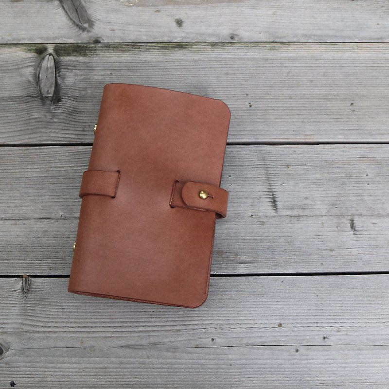 <隆鞄工坊>Denim gentleman series (brown)-A6 book cover/handbook/log/handbook/notebook - สมุดบันทึก/สมุดปฏิทิน - หนังแท้ สีนำ้ตาล