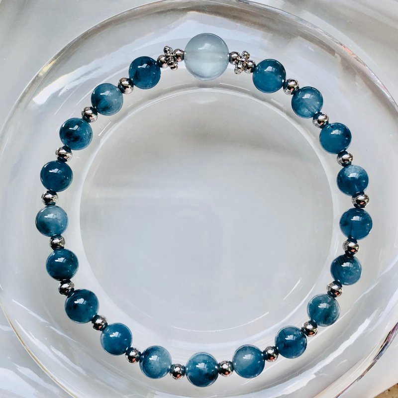 ITS-B653【設計款・精品6款・魔鬼海藍寶】天然石水晶手鍊手環 - 手鍊/手環 - 半寶石 藍色