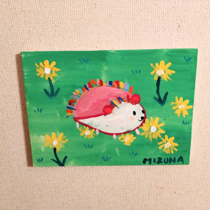 Original picture One-of-a-kind Hedgehog in the flower - โปสเตอร์ - วัสดุอื่นๆ 