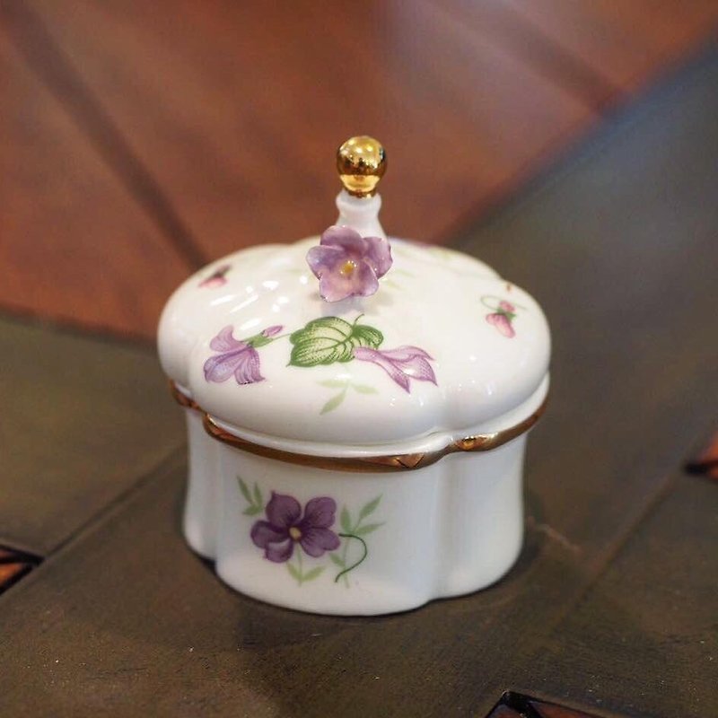 Antique porcelain mini purple jewelry box / ring box / propose ring box / gift - Storage - Porcelain 