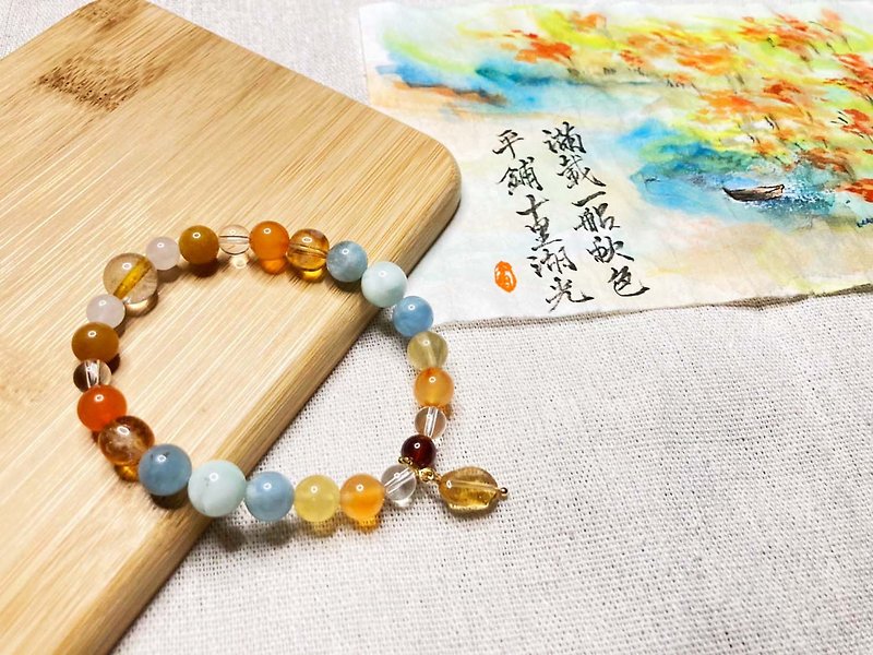 Xuanming handmade / natural stone hand beads - a boat of autumn colors - สร้อยข้อมือ - คริสตัล สีส้ม