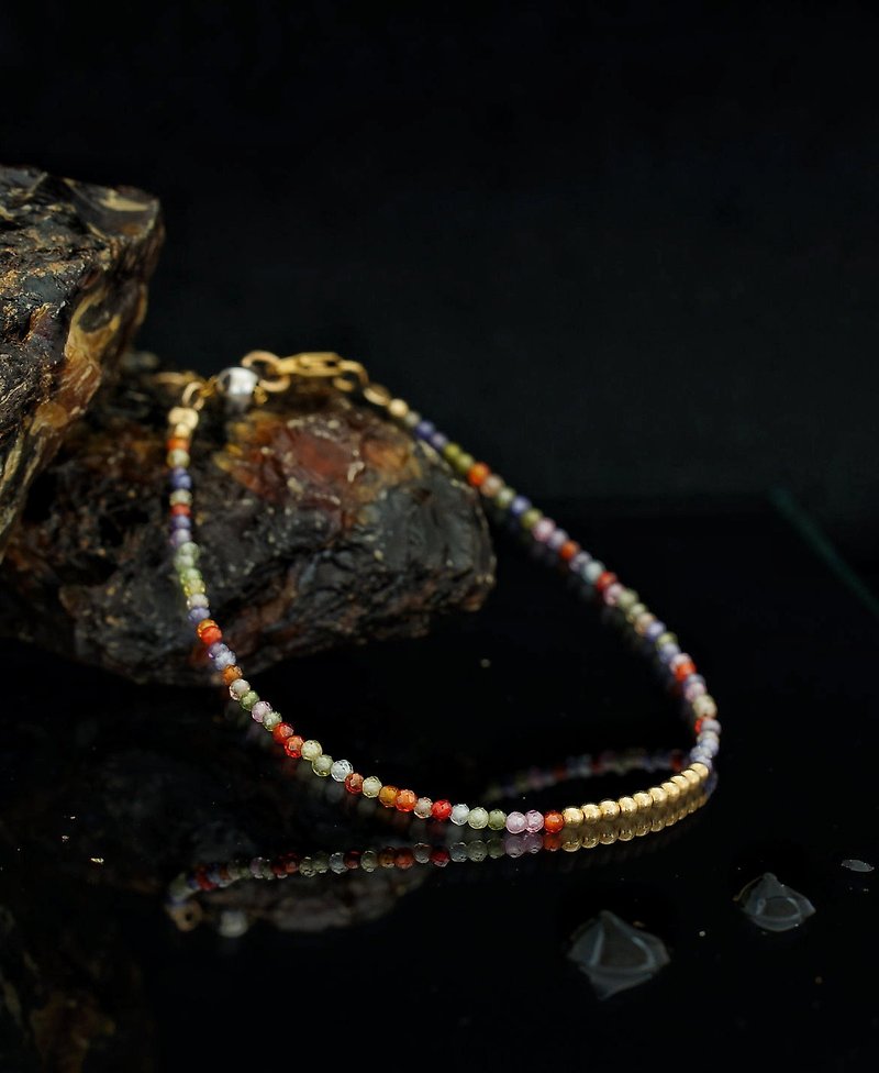 Superfine1/20 14K Gold Filled Rainbow Zircon Bracelet with Japan Memory Wire - Bracelets - Gemstone 